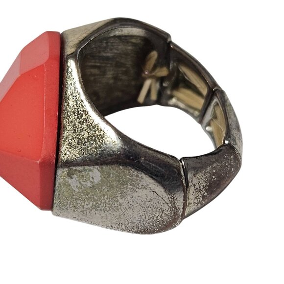 Bold Geometric Faceted Red Statement Ring Stretch Band Fashion Jewelry Women - Picture 4 of 6